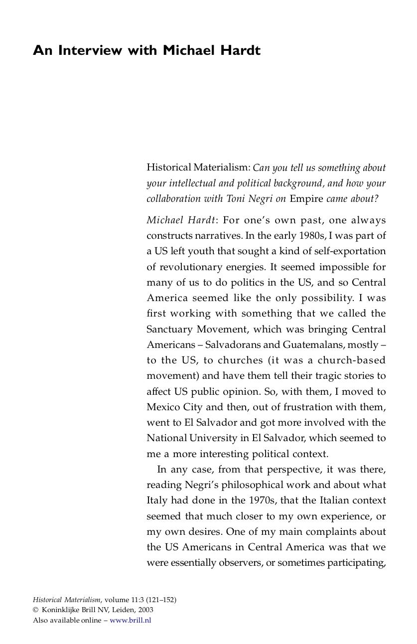 An Interview with Michael Hardt by Unknown