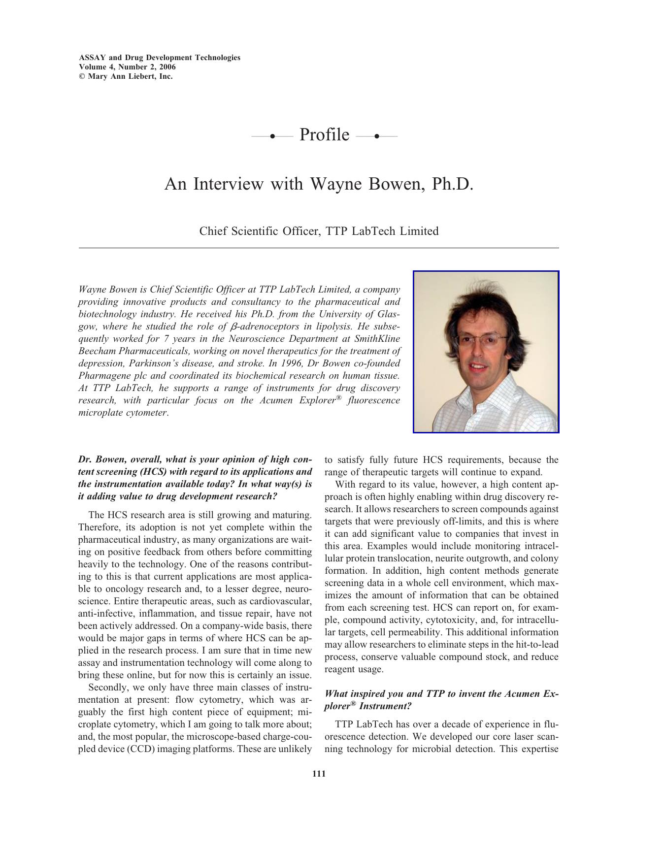 An Interview with Wayne Bowen, Ph.D. by york15