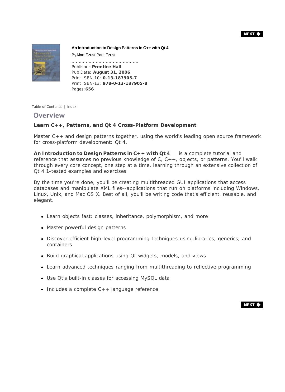 An Introduction to Design Patterns in C++ with Qt 4 by Alan Ezust Paul Ezust