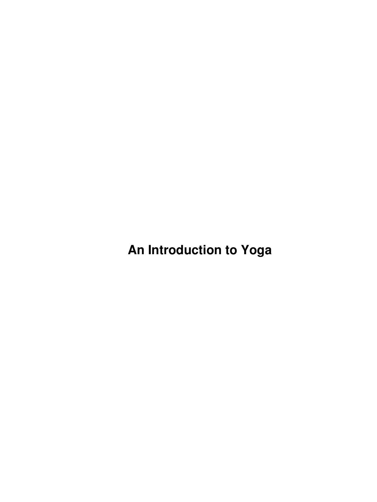 An Introduction to Yoga by Unknown