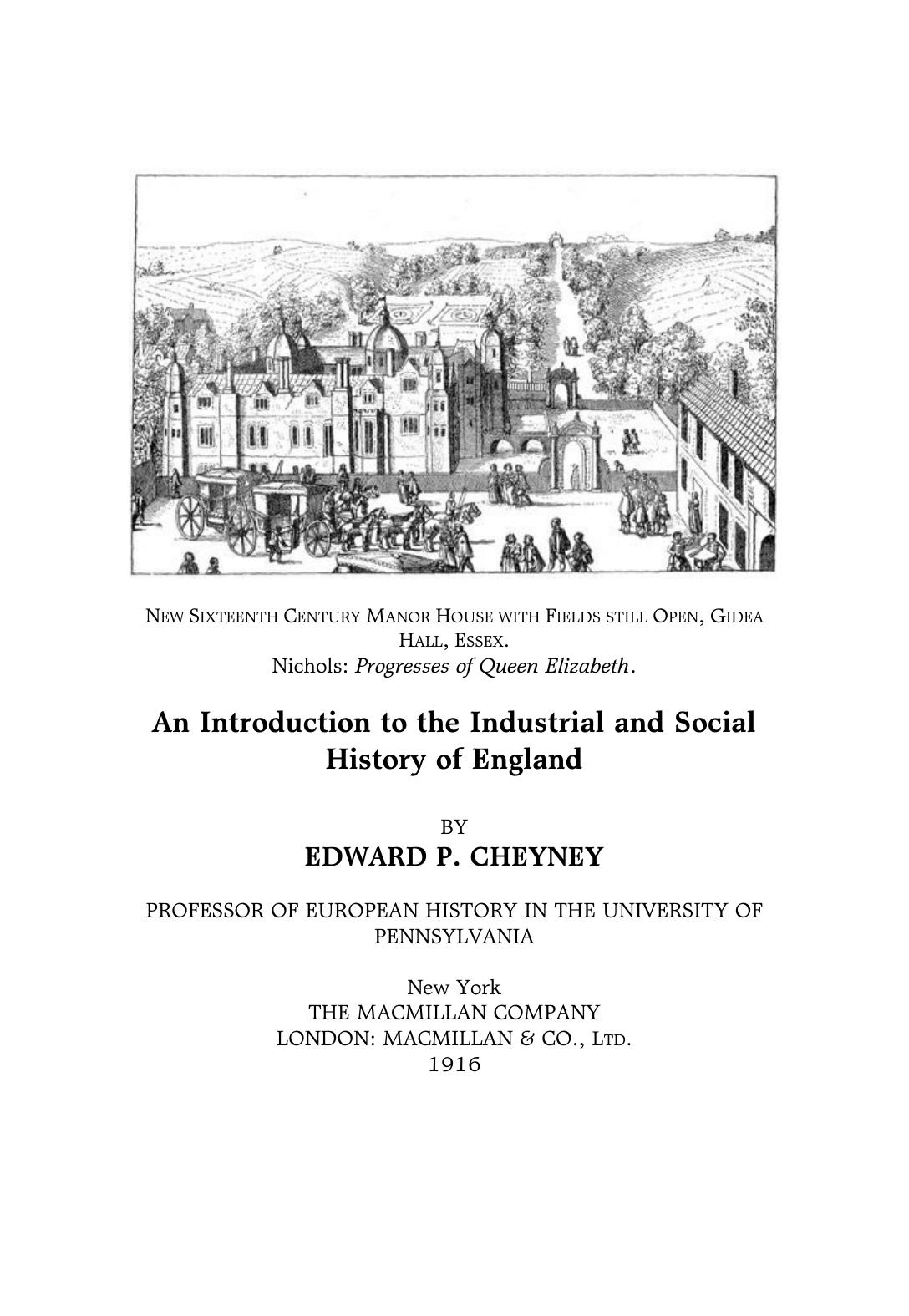 An Introduction to the Industrial and Social History of England by Edward P. Cheyney