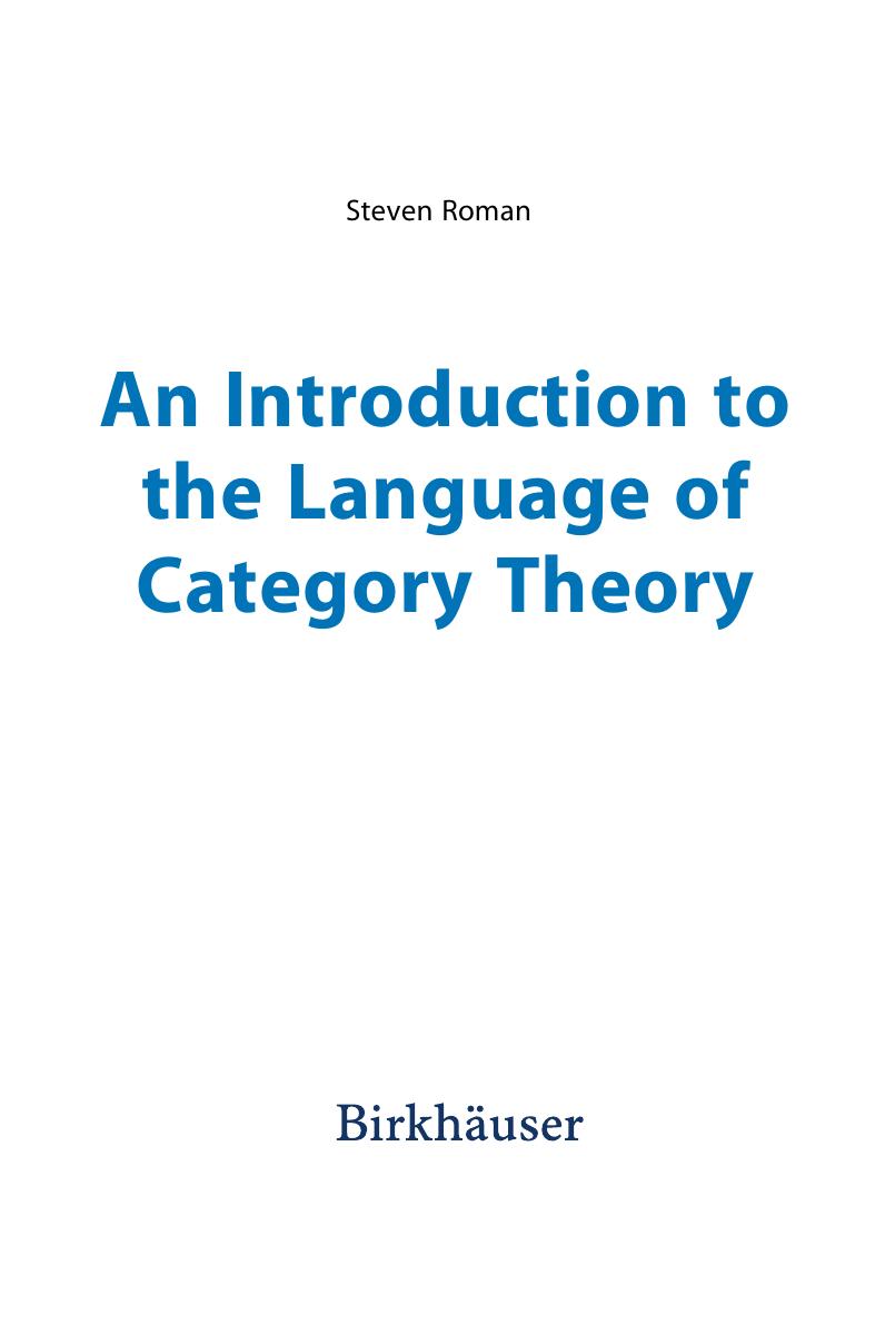 An Introduction to the Language of Category Theory by Steven Roman
