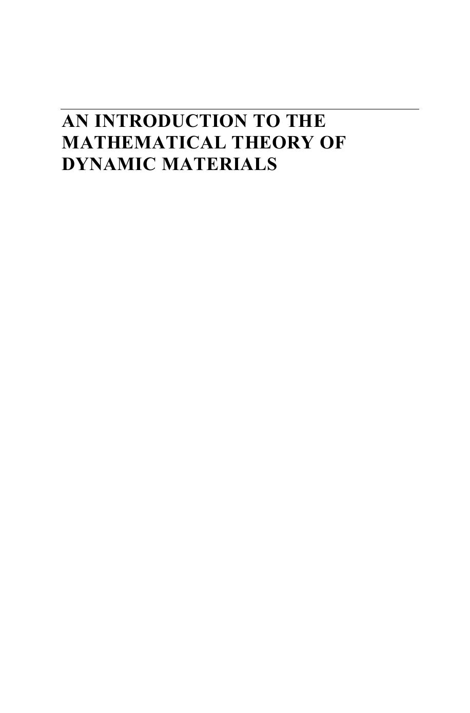 An Introduction to the Mathematical Theory of Dynamic Materials by Konstantin A. Lurie