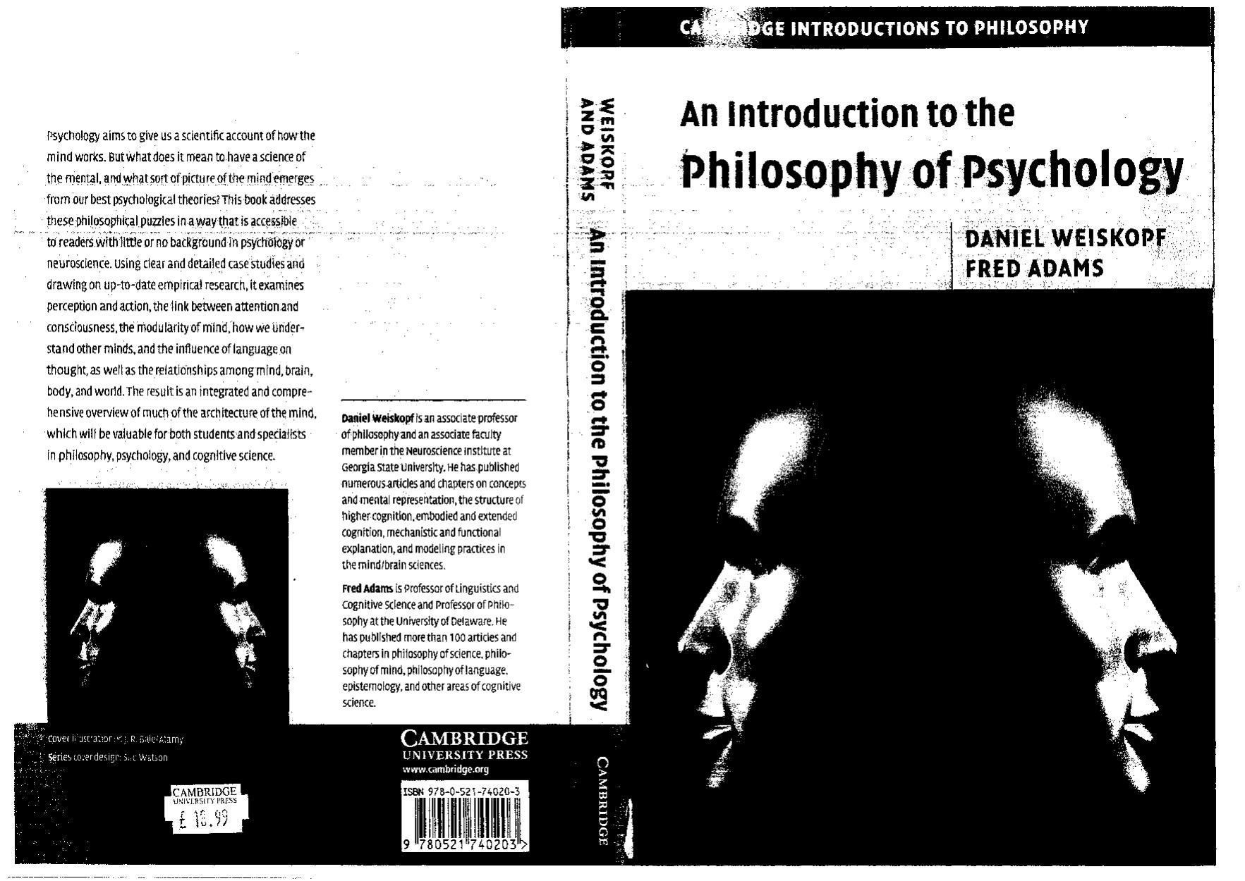 An Introduction to the Philosophy of Psychology by Daniel Weiskopf; Fred Adams