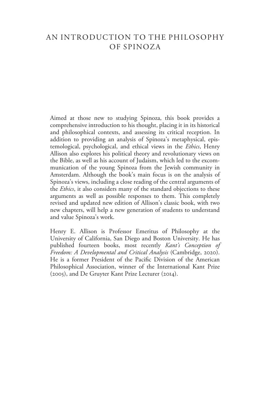 An Introduction to the Philosophy of Spinoza by Henry E. Allison