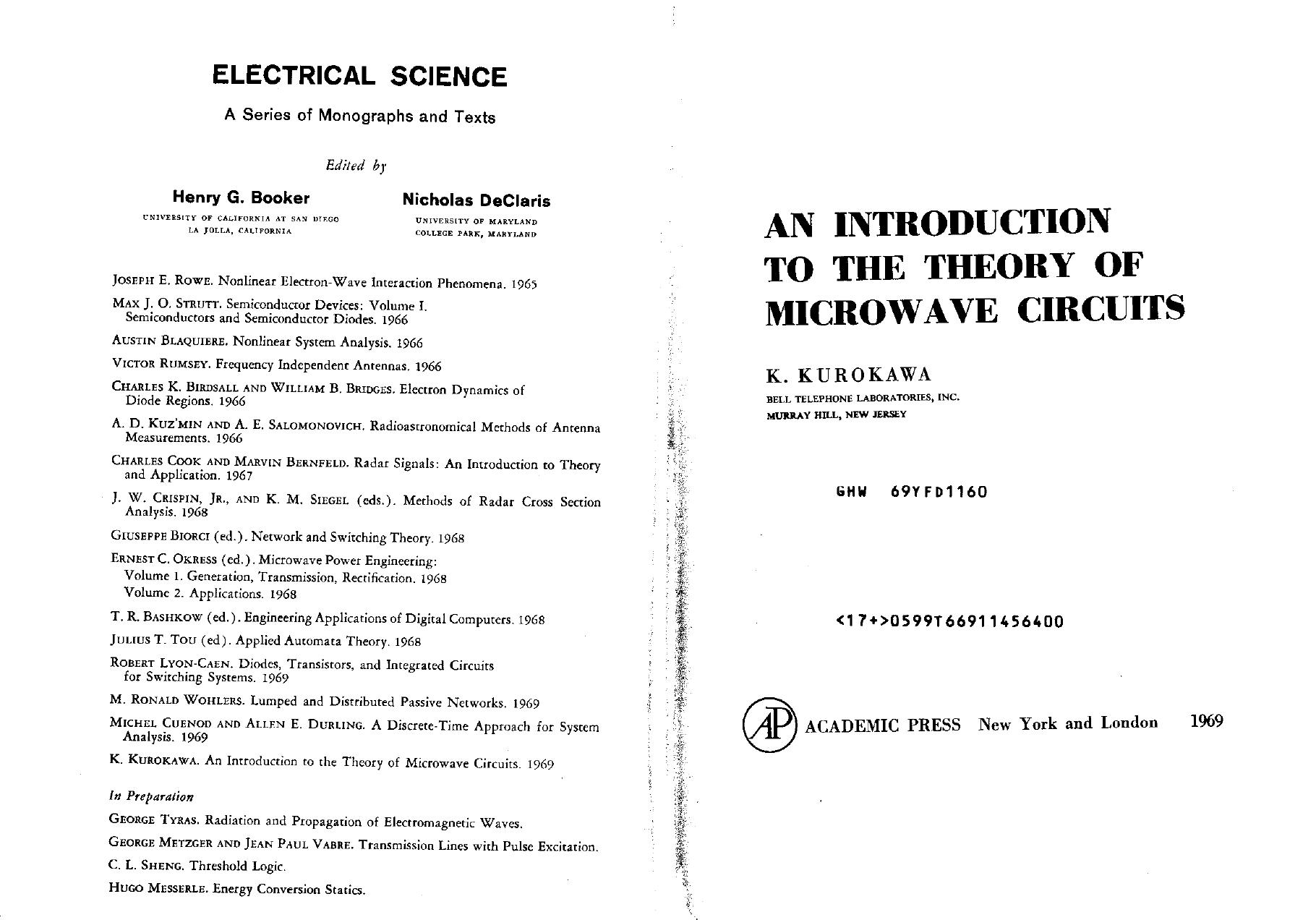 An Introduction to the Theory of Microwave Circuits (Kurokawa) by Unknown