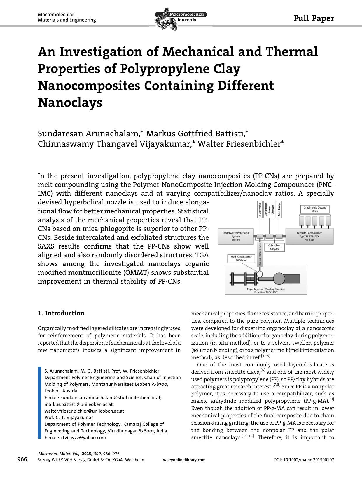 An Investigation of Mechanical and Thermal Properties of Polypropylene Clay Nanocomposites Containing Different Nanoclays by Unknown