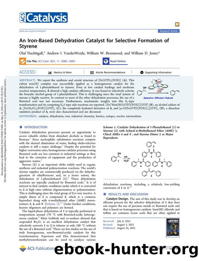 An Iron-Based Dehydration Catalyst for Selective Formation of Styrene by Olaf Nachtigall Andrew I. VanderWeide William W. Brennessel & William D. Jones