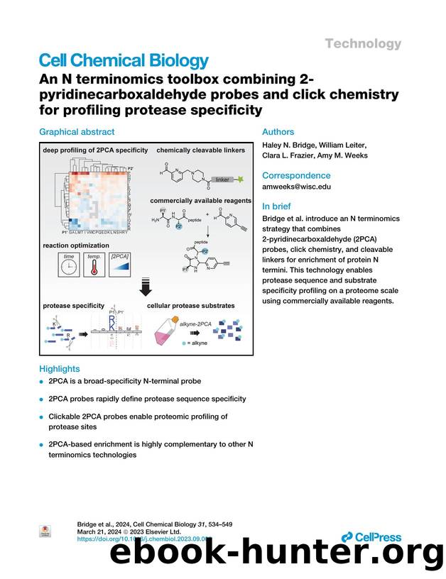 An N terminomics toolbox combining 2-pyridinecarboxaldehyde probes and click chemistry for profiling protease specificity by Haley N. Bridge & William Leiter & Clara L. Frazier & Amy M. Weeks