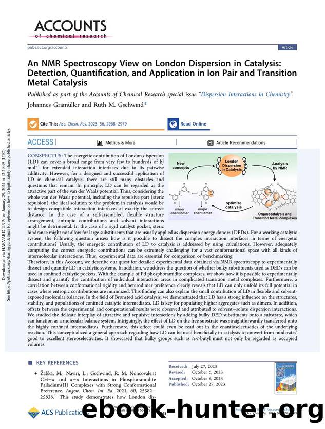 An NMR Spectroscopy View on London Dispersion in Catalysis: Detection, Quantification, and Application in Ion Pair and Transition Metal Catalysis by Johannes Gramüller & Ruth M. Gschwind