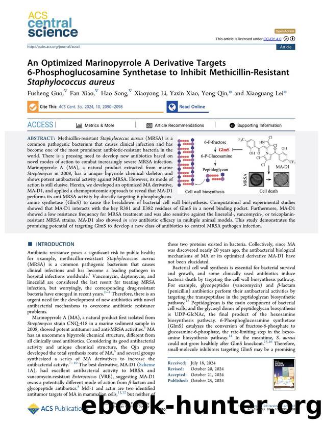 An Optimized Marinopyrrole A Derivative Targets 6âPhosphoglucosamine Synthetase to Inhibit Methicillin-Resistant Staphylococcus aureus by unknow