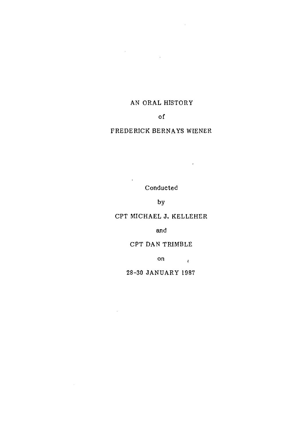 An Oral History of Frederick Bernays Wiener by Frederick Bernays Wiener