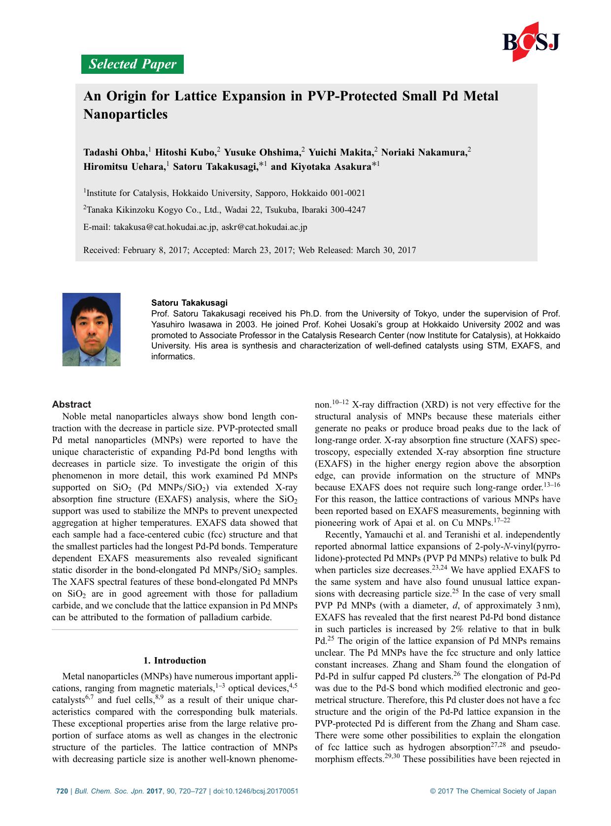 An Origin for Lattice Expansion in PVP-Protected Small Pd Metal Nanoparticles by Unknown
