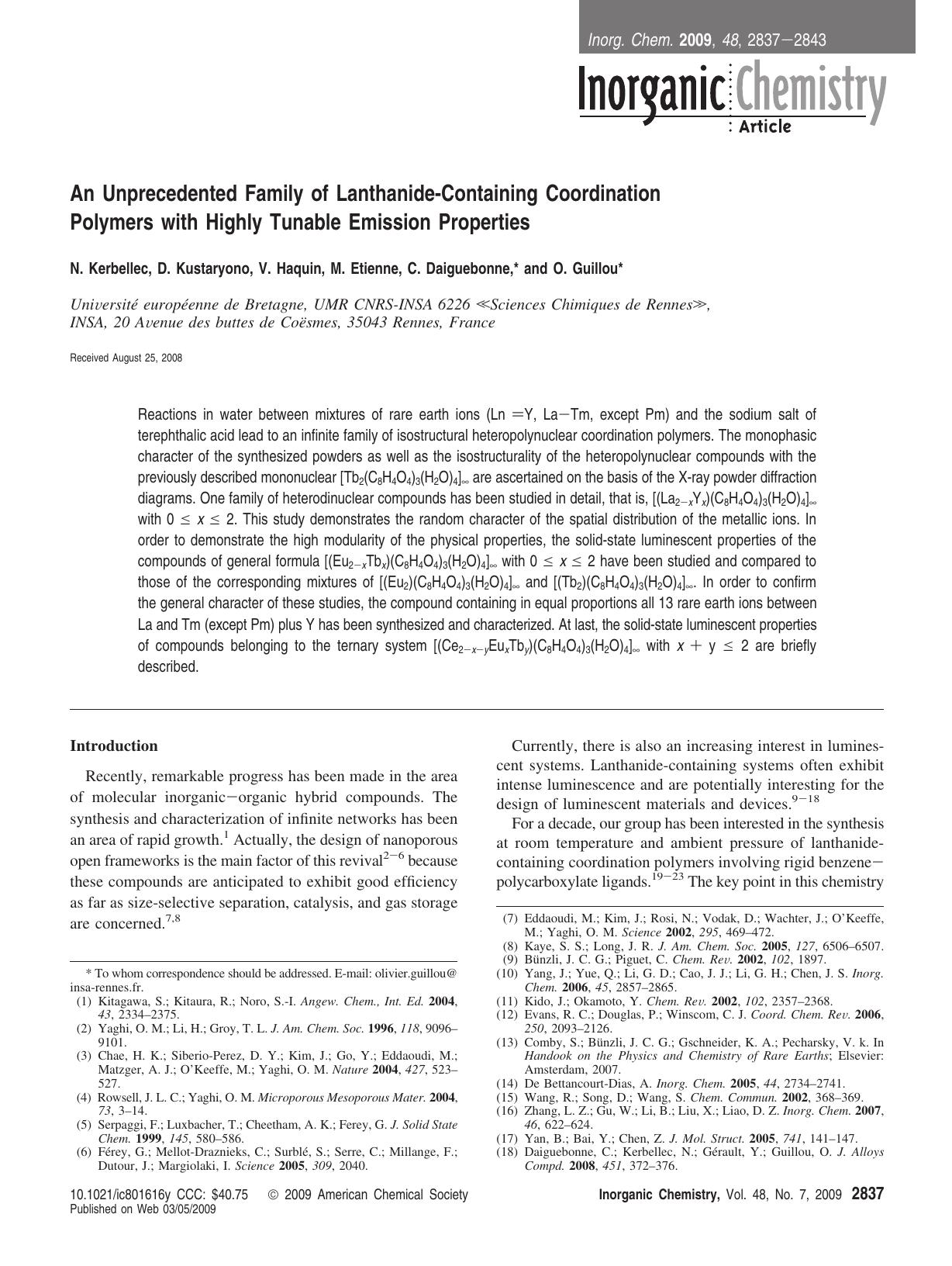 An Unprecedented Family of Lanthanide-Containing Coordination Polymers with Highly Tunable Emission Properties by unknow