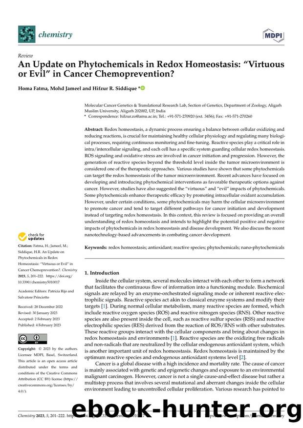 An Update on Phytochemicals in Redox Homeostasis: âVirtuous or Evilâ in Cancer Chemoprevention? by Homa Fatma Mohd Jameel & Hifzur R. Siddique