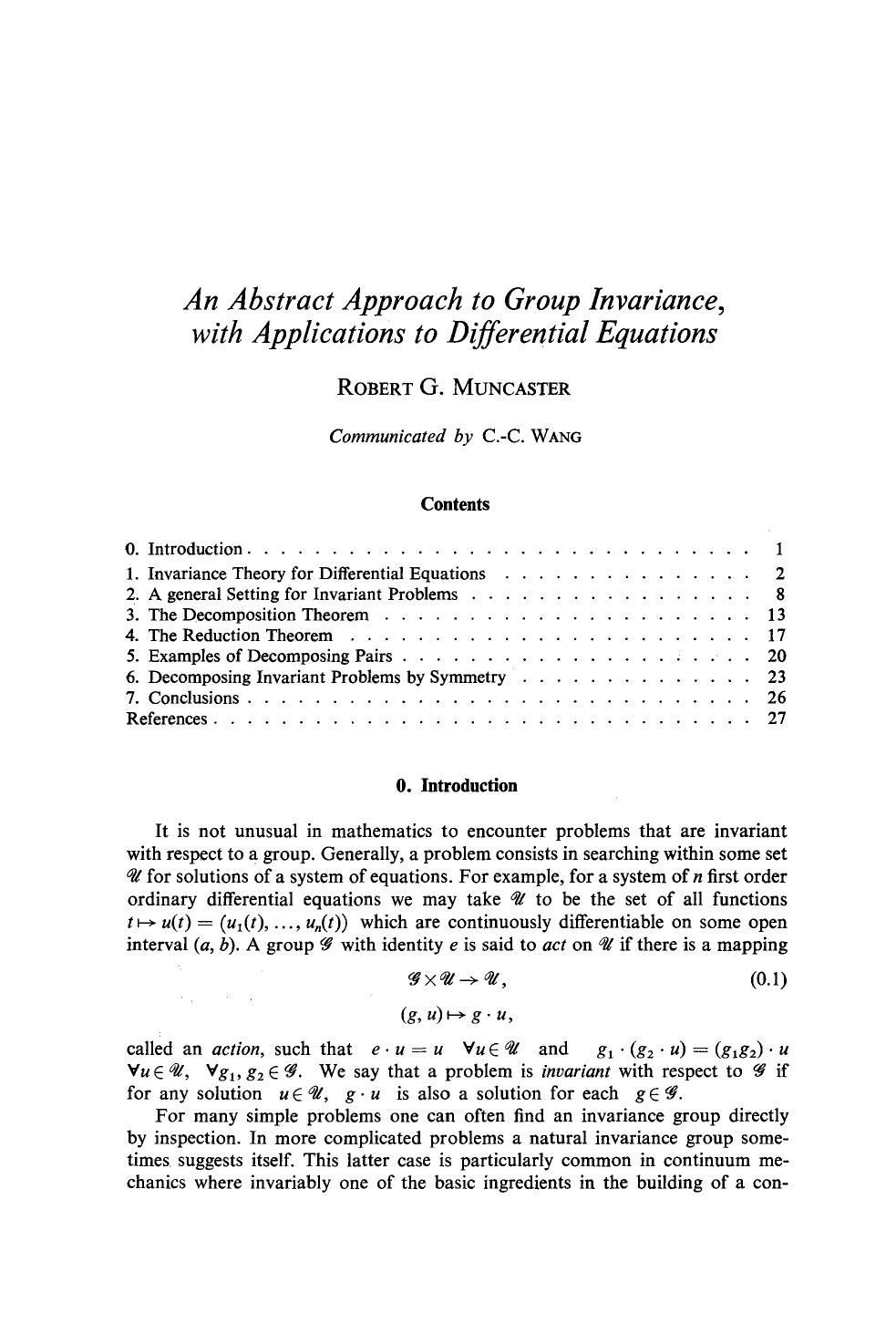 An abstract approach to group invariance, with applications to differential equations by Unknown