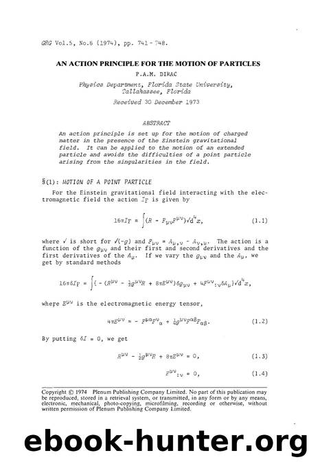An action principle for the motion of particles by An Action Principle for the Motion of Particles (1974)