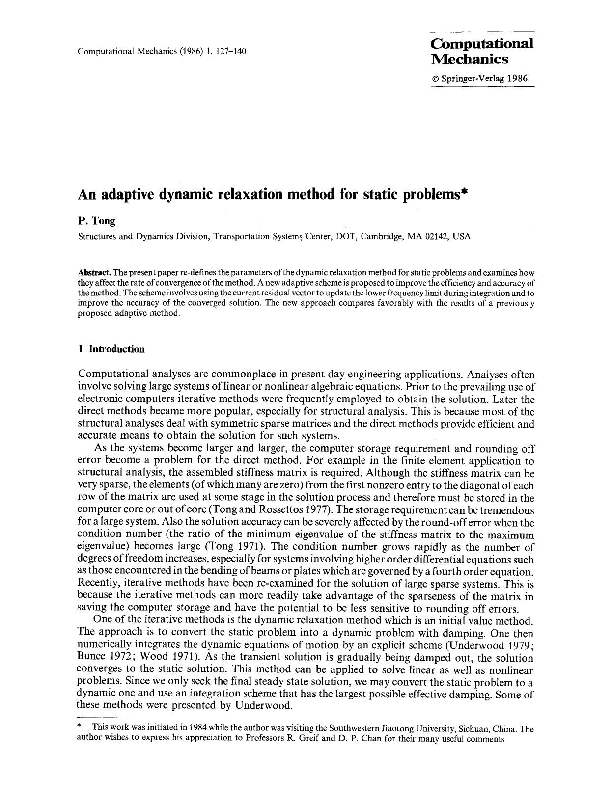 An adaptive dynamic relaxation method for static problems by Unknown