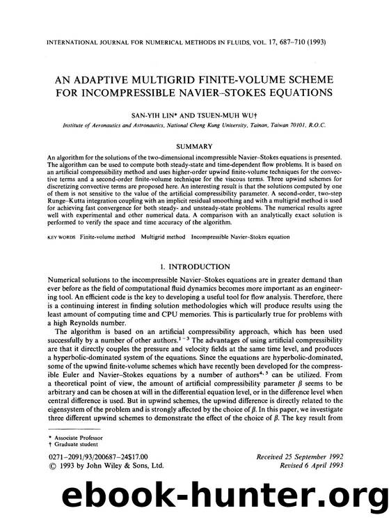 An adaptive multigrid finite-volume scheme for incompressible Navier-Stokes equations by Unknown