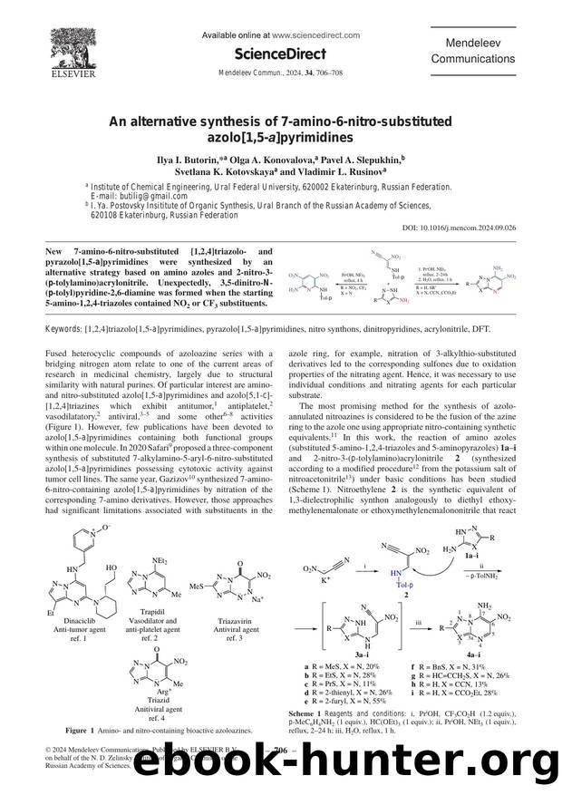 An alternative synthesis of 7-amino-6-nitro-substituted azolo[1,5-a]pyrimidines by unknow