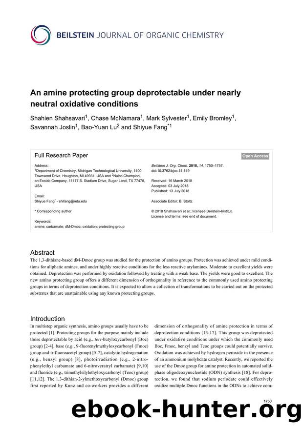An amine protecting group deprotectable under nearly neutral oxidative conditions by unknow