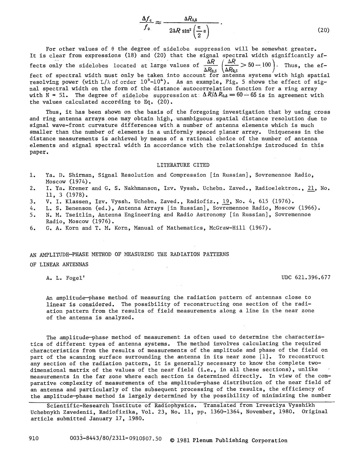 An amplitude-phase method of measuring the radiation patterns of linear antennas by Unknown