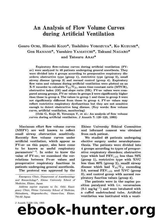 An analysis of flow volume curves during artificial ventilation by Unknown