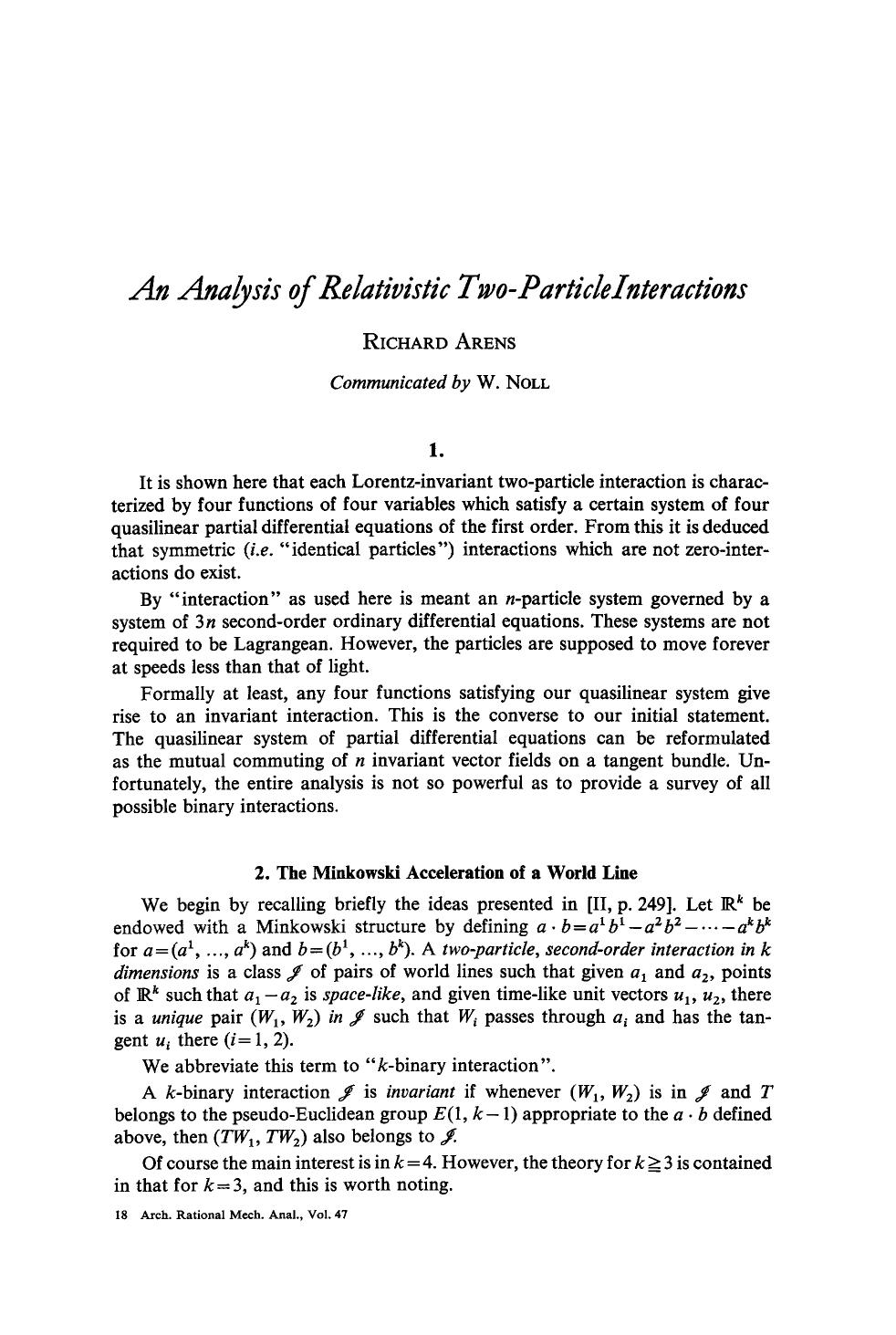 An analysis of relativistic two-particle interactions by Unknown