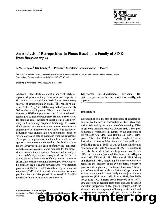 An analysis of retroposition in plants based on a family of SINEs from  <Emphasis Type="Italic">Brassica napus <Emphasis> by Unknown