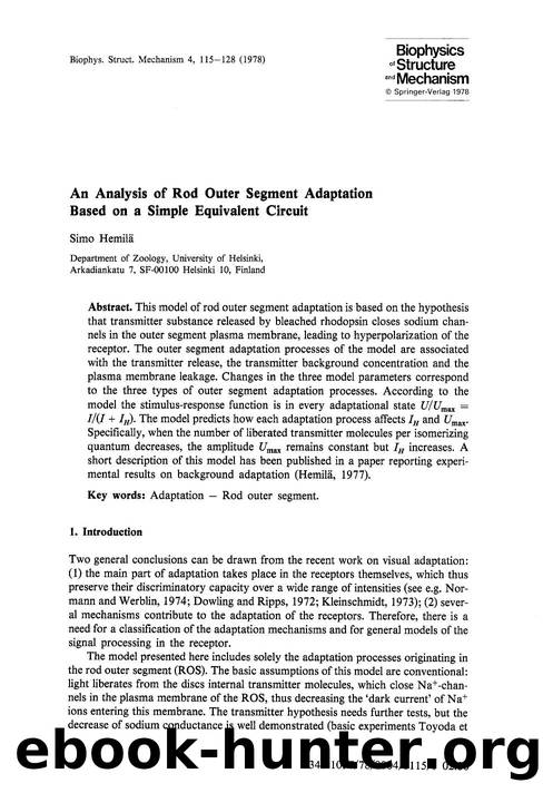An analysis of rod outer segment adaptation based on a simple equivalent circuit by Unknown