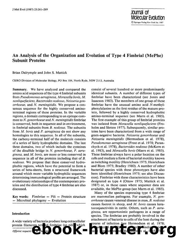 An analysis of the organization and evolution of type 4 fimbrial (MePhe) subunit proteins by Unknown