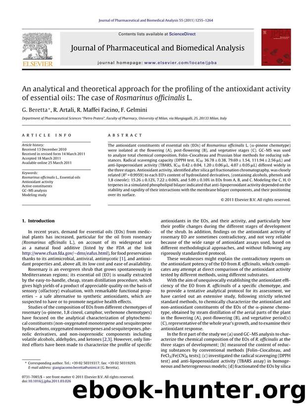An analytical and theoretical approach for the profiling of the antioxidant activity of essential oils: The case of Rosmarinus officinalis L. by G. Beretta