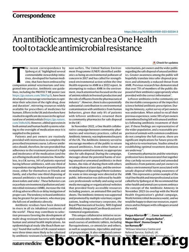 An antibiotic amnesty can be a One Health tool to tackle antimicrobial resistance by unknow