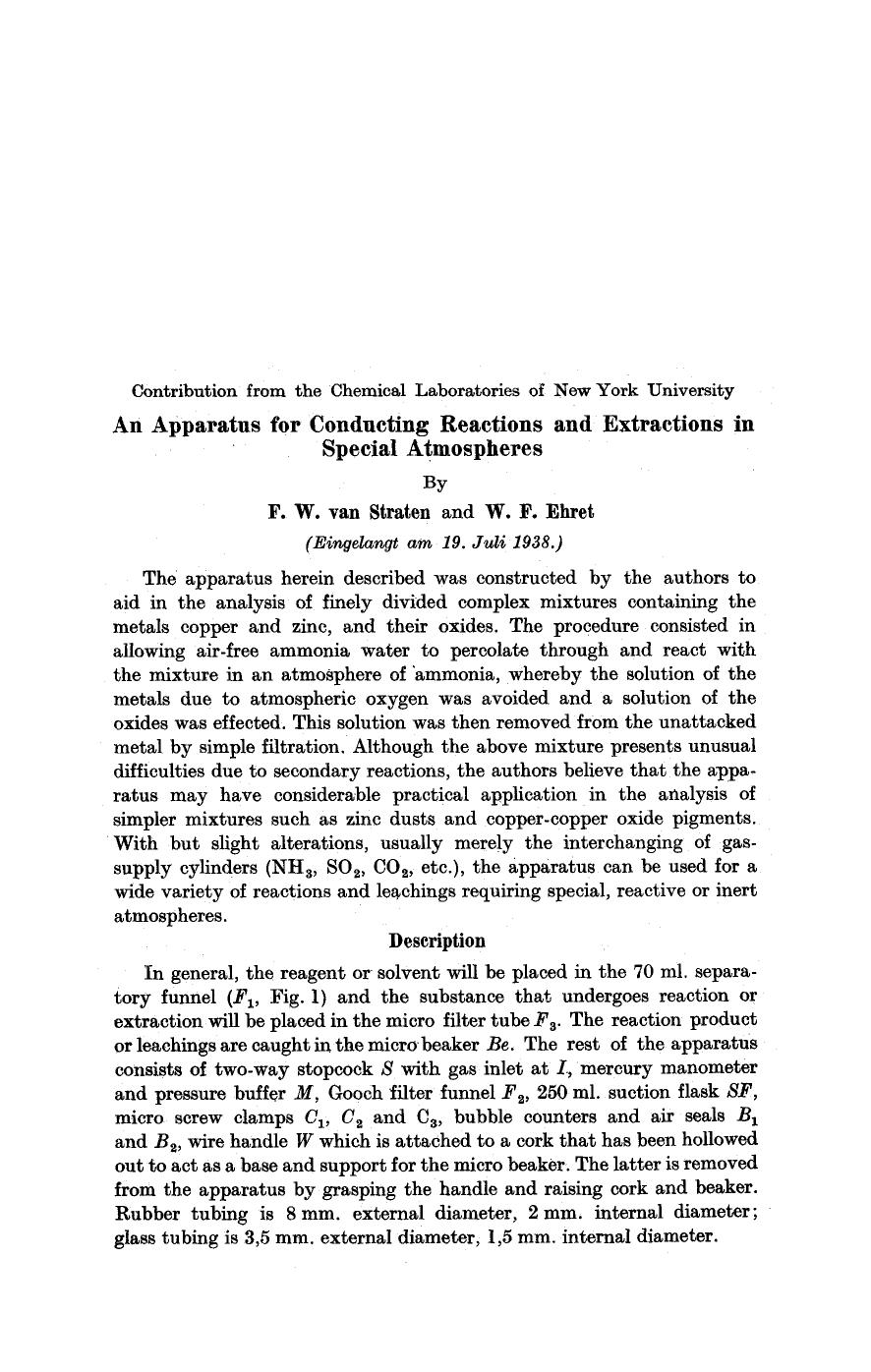 An apparatus for conducting reactions and extractions in special atmospheres by Unknown