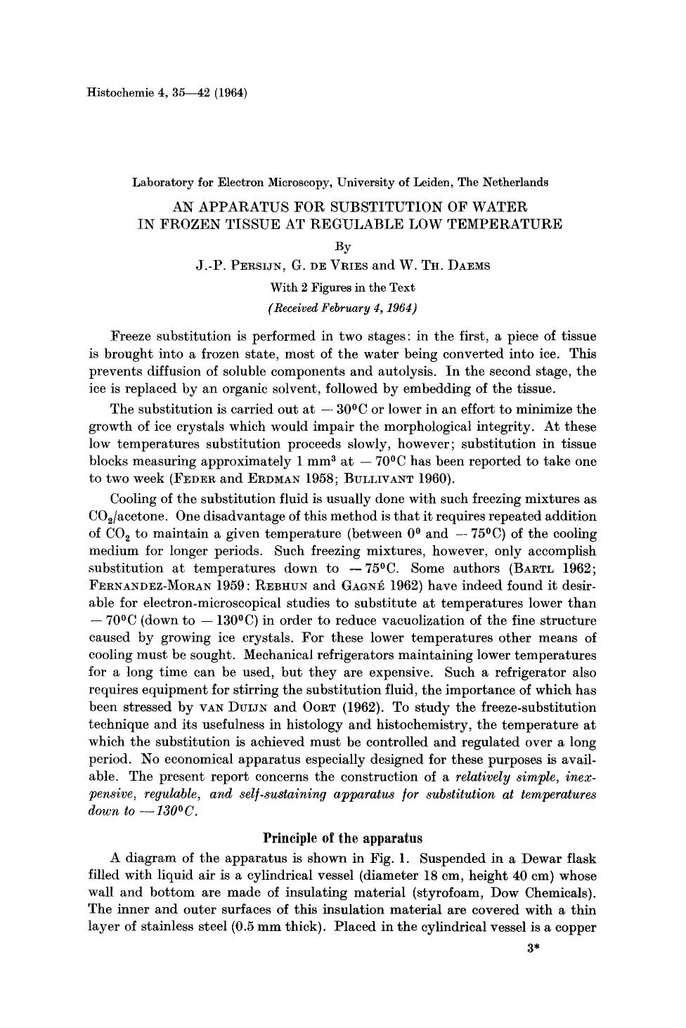 An apparatus for substitution of water in frozen tissue at regulable low temperature by Unknown