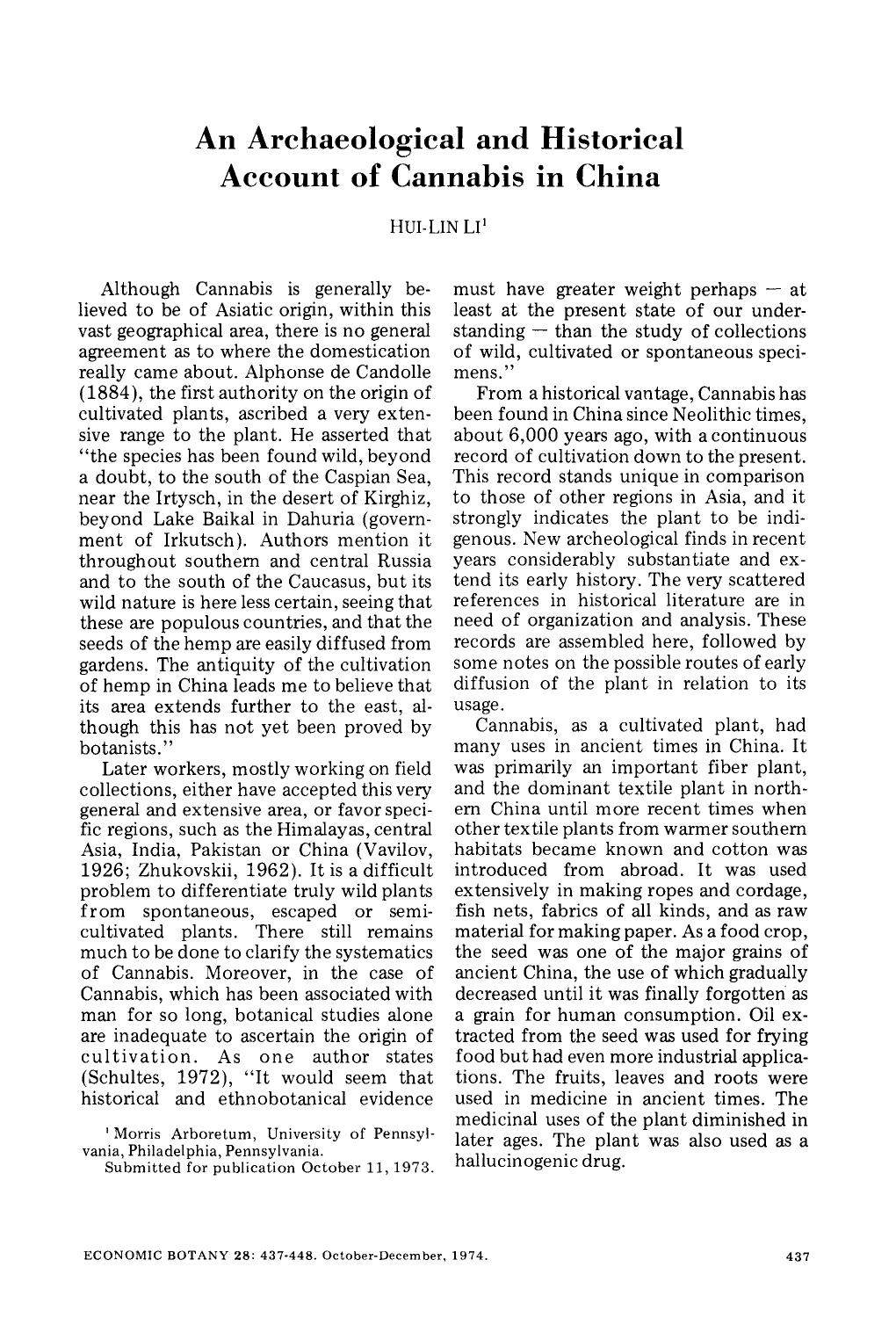 An archaeological and historical account of cannabis in China by Unknown