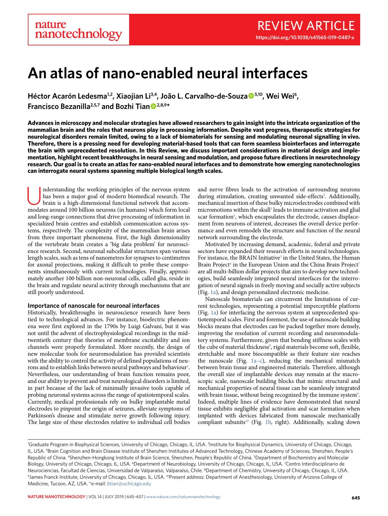An atlas of nano-enabled neural interfaces by unknow