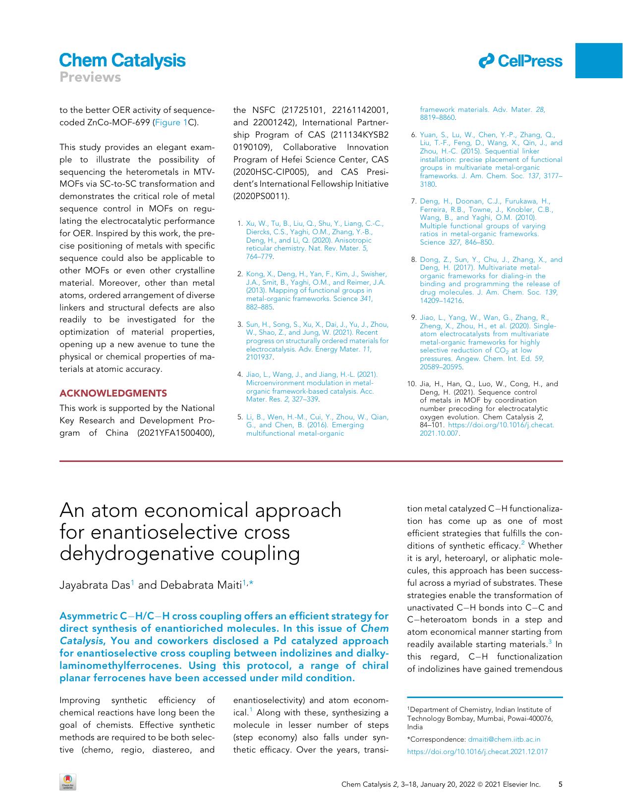 An atom economical approach for enantioselective cross dehydrogenative coupling by Jayabrata Das & Debabrata Maiti