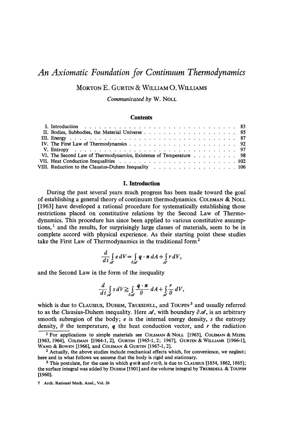 An axiomatic foundation for continuum thermodynamics by Unknown