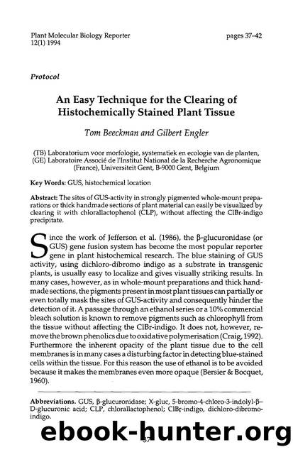 An easy technique for the clearing of histochemically stained plant tissue by Unknown