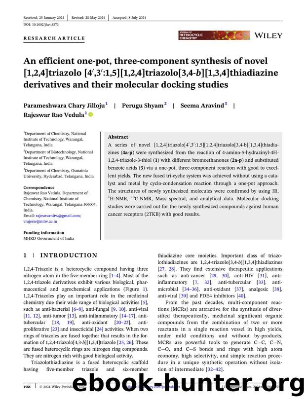 An efficient oneâpot, threeâcomponent synthesis of novel [1,2,4]triazolo [4',3':1,5][1,2,4]triazolo[3,4âb][1,3,4]thiadiazine derivatives and their molecular docking studies by Unknown