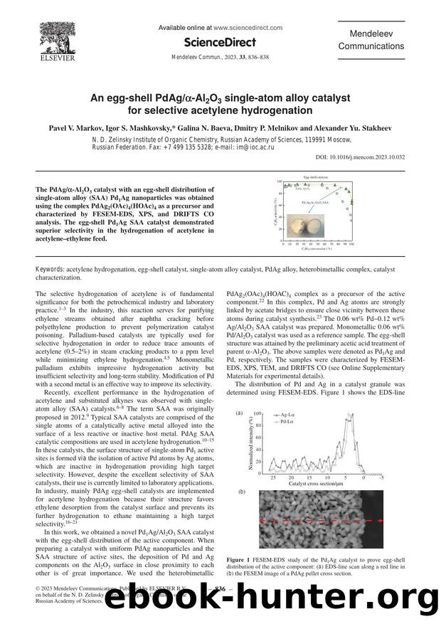 An egg-shell PdAgÎ±-Al2O3 single-atom alloy catalyst for selective acetylene hydrogenation by Pavel V. Markov & Igor S. Mashkovsky & Galina N. Baeva & Dmitry P. Melnikov & Alexander Yu. Stakheev