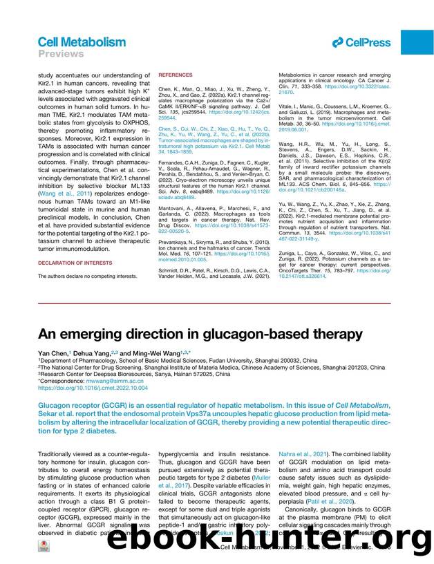 An emerging direction in glucagon-based therapy by Yan Chen & Dehua Yang & Ming-Wei Wang