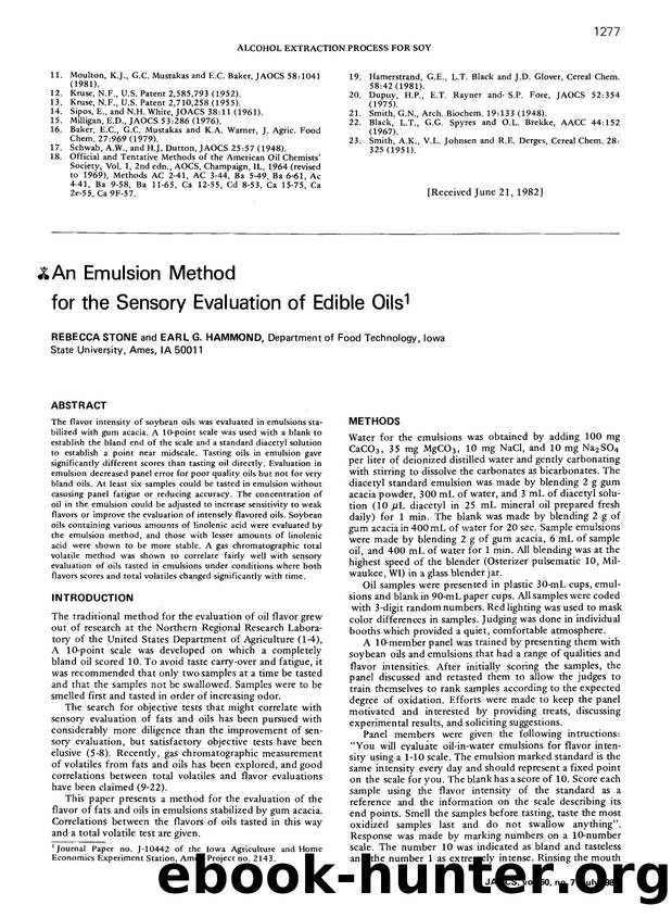An emulsion method for the sensory evaluation of edible oils by Unknown