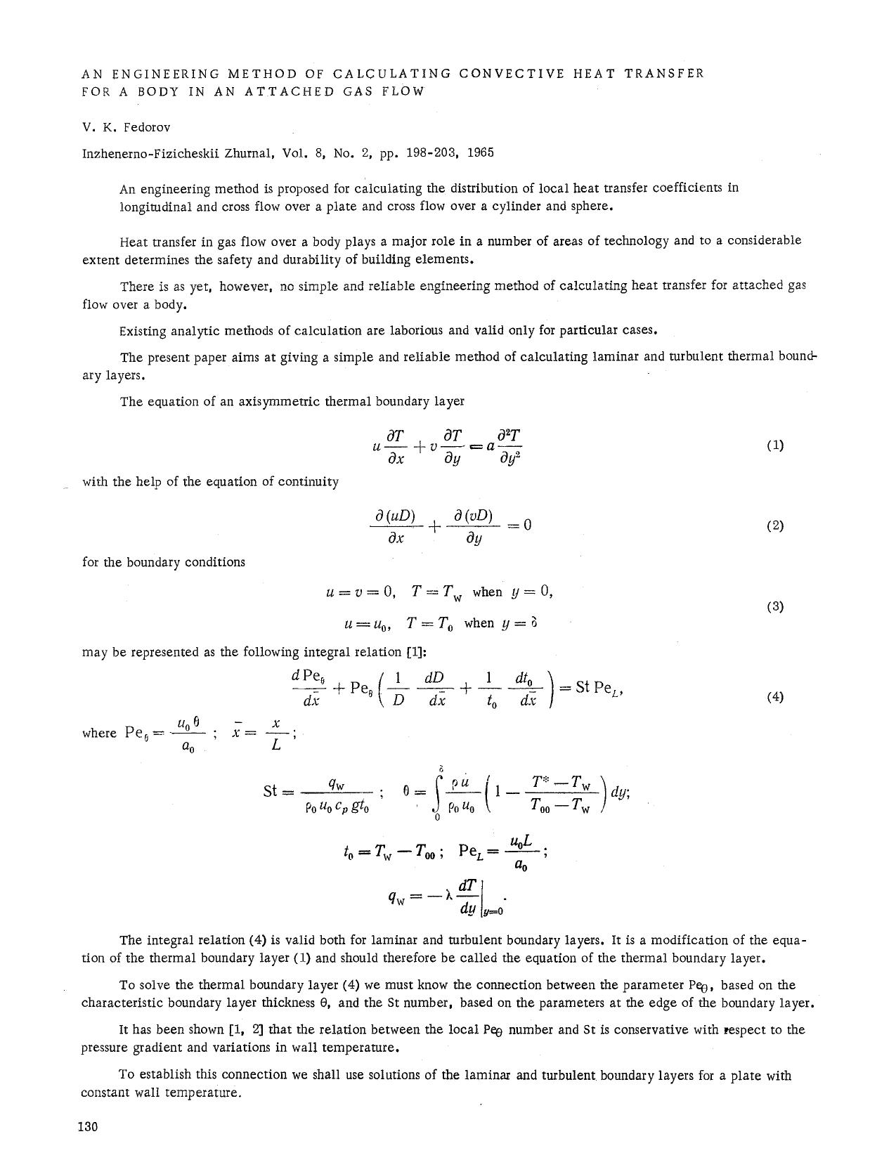 An engineering method of calculating convective heat transfer for a body in an attached gas flow by Unknown