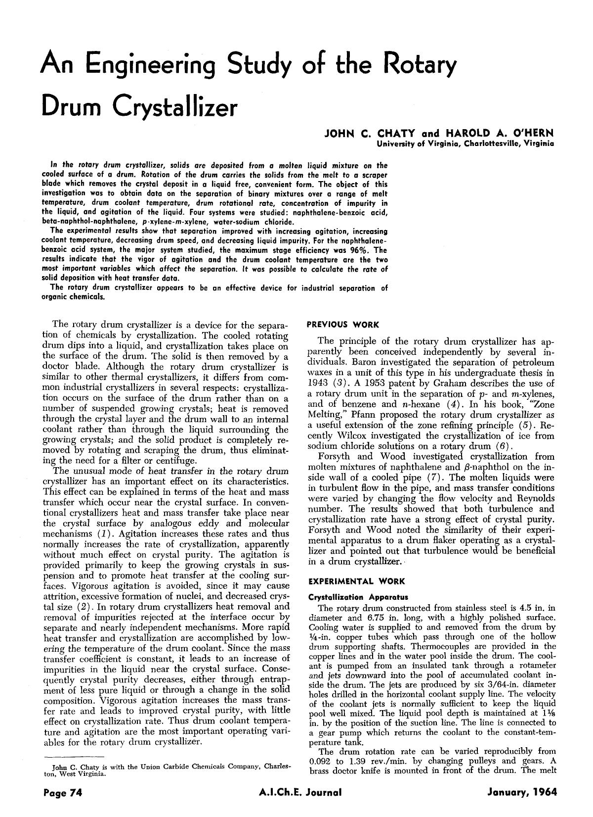 An engineering study of the rotary drum crystallizer by Unknown