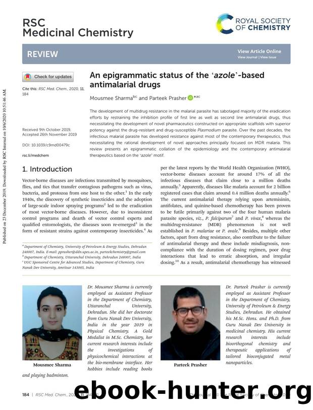 An epigrammatic status of the âazoleâ-based antimalarial drugs by Mousmee Sharma & Parteek Prasher