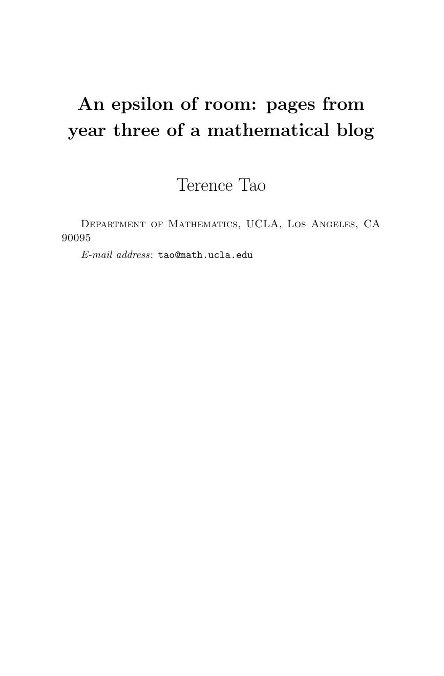 An epsilon of room: pages from year three of a mathematical blog by Tao T