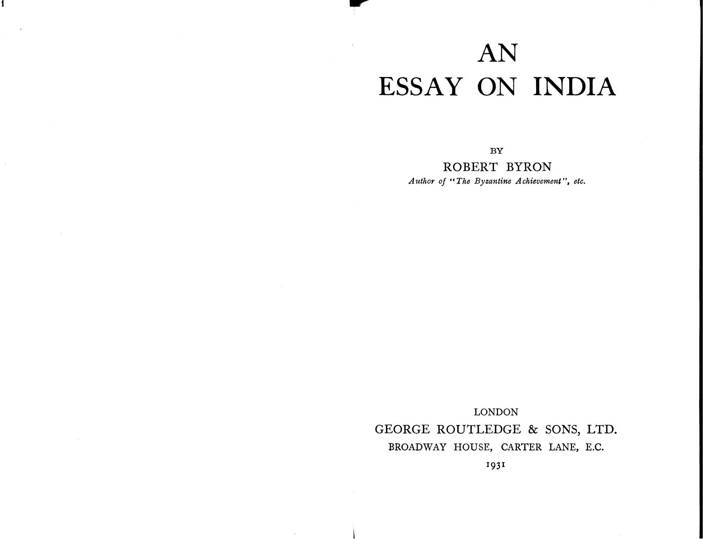 An essay on India by Robert Byron