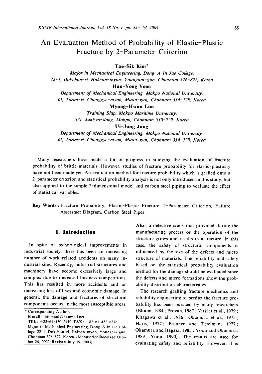 An evaluation method of probability of elastic-plastic fracture by 2-parameter criterion by Unknown